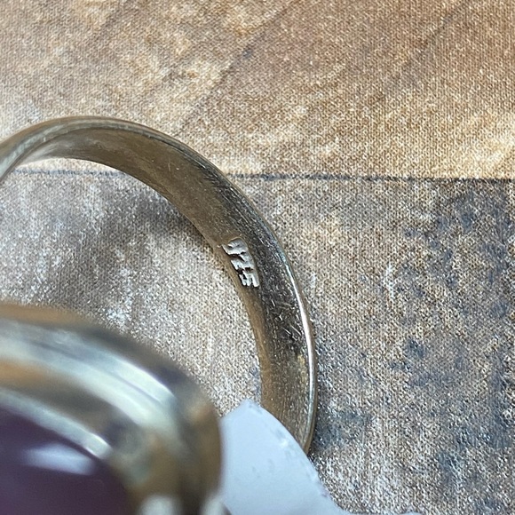 New Pink Striped Agate Crystal Stone Silver Overlay Ring Size 8.5 - 8.75 - Picture 5 of 8